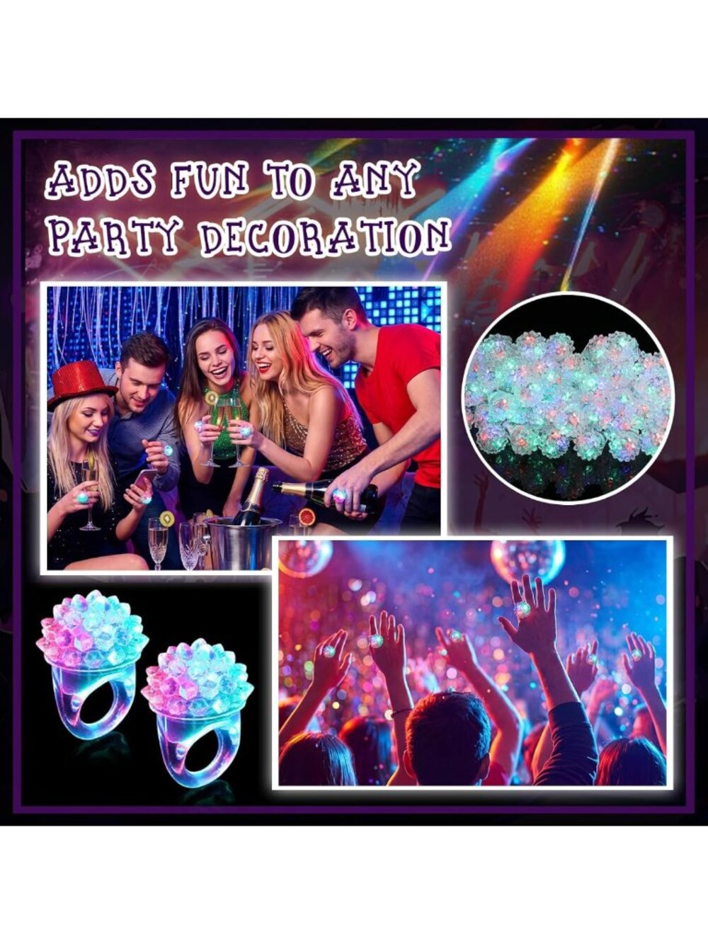 Colorful LED Light Up Rings - 150 Pcs Bumpy Glow Rings for Parties & Events - Picture 5 of 8